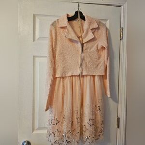 Peach Girls Macy's Dress & Jacket Set
